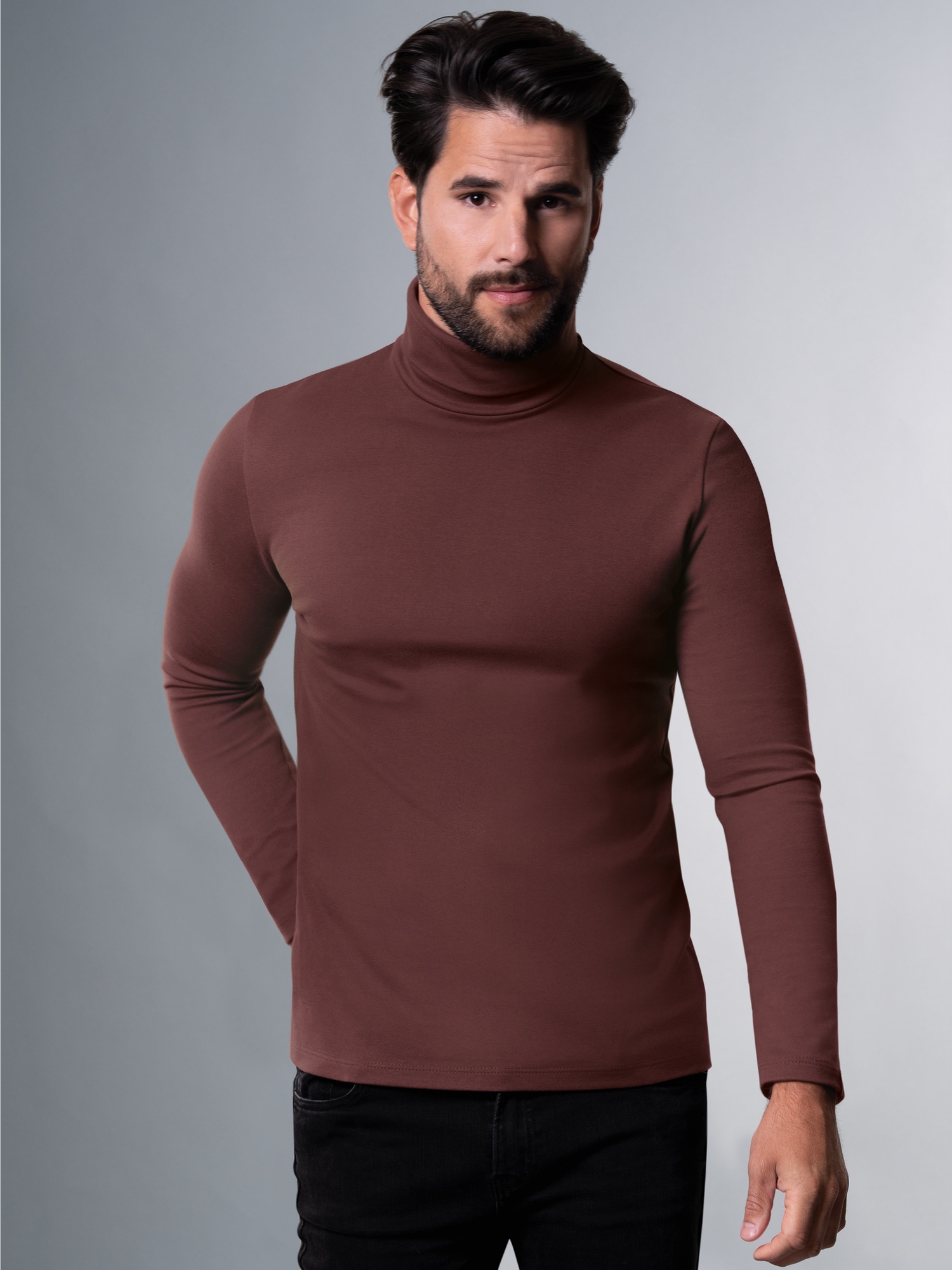 Rollkragenshirt Kastanie