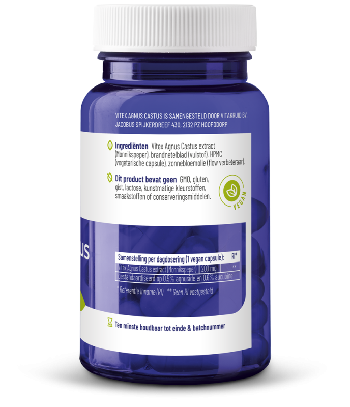 Vitakruid Vitex Agnus Castus 200 Mg Monnikspeper (60 vega capsules)