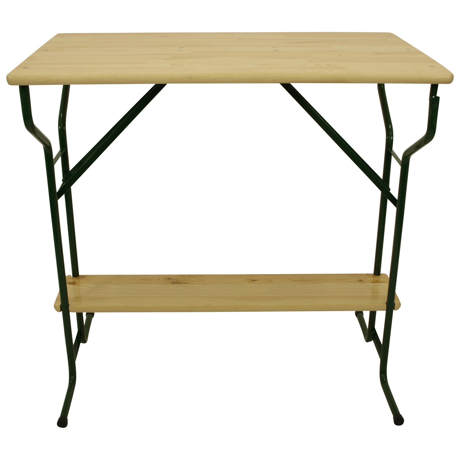 DEGAMO Stehtisch BAMBERG 113cm klappbar, Metall + Holz lackiert, mit Fuss-Stütze