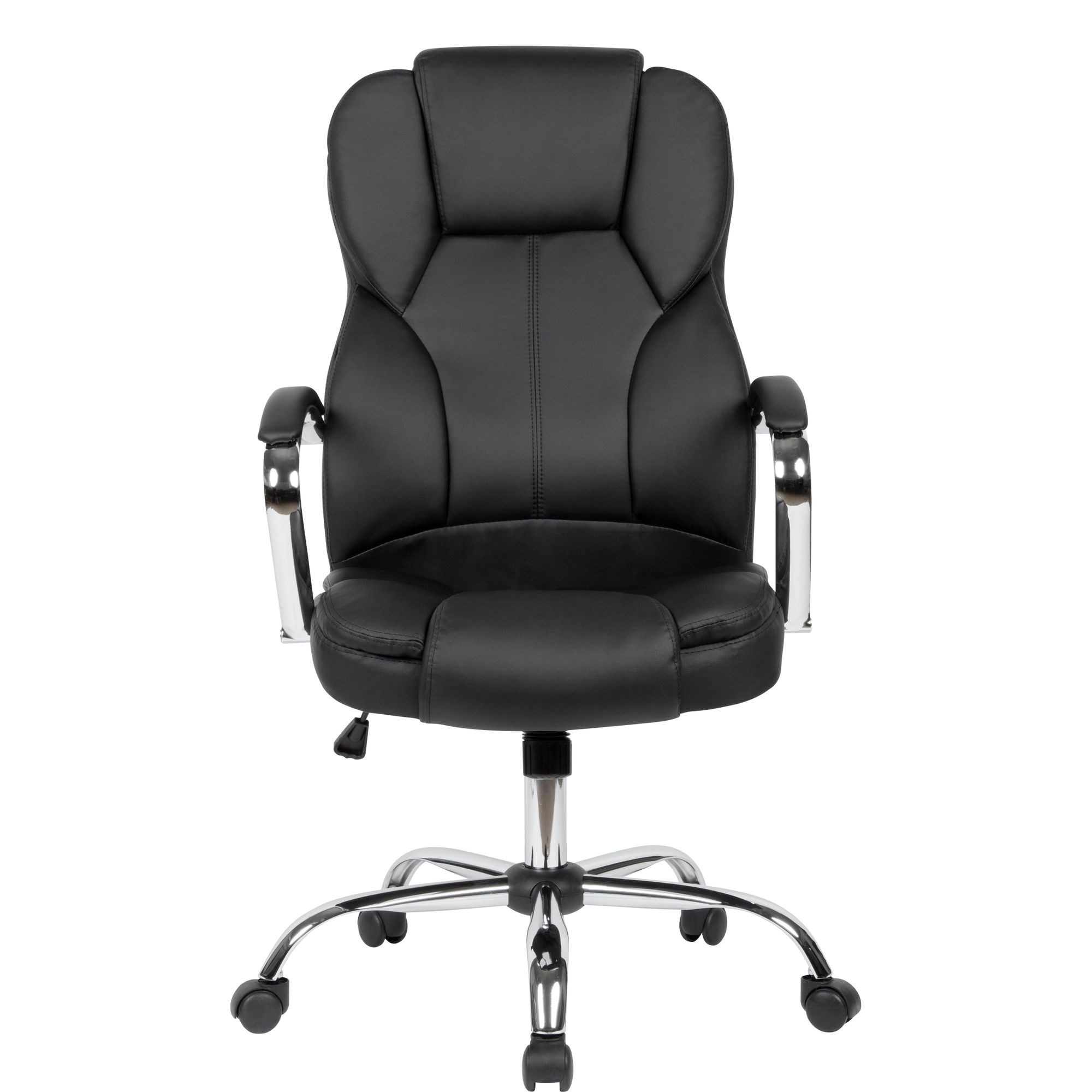 KADIMA DESIGN Premium Chefsessel: Kunstleder, breite Sitzfläche, hohe Rückenlehne, ergonomische Armlehnen, Wippmechanik, großes Fußkreuz, Hartboden-Doppellaufrollen.