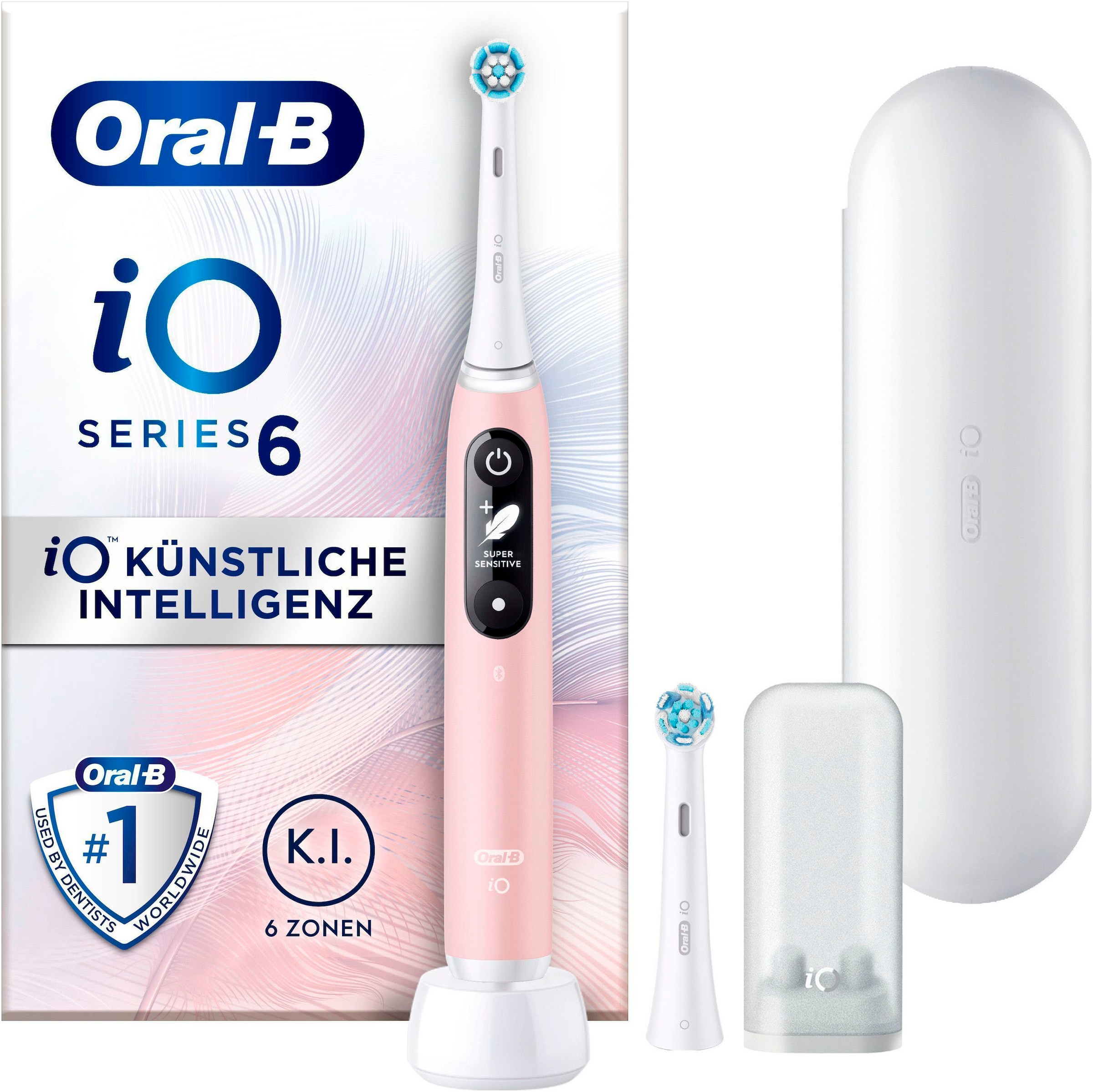 Oral-B Elektrische Zahnbürste »iO Series 6 N« 2 Stk. Aufsteckbürsten Magnet-Technologie, Display & Reiseetui