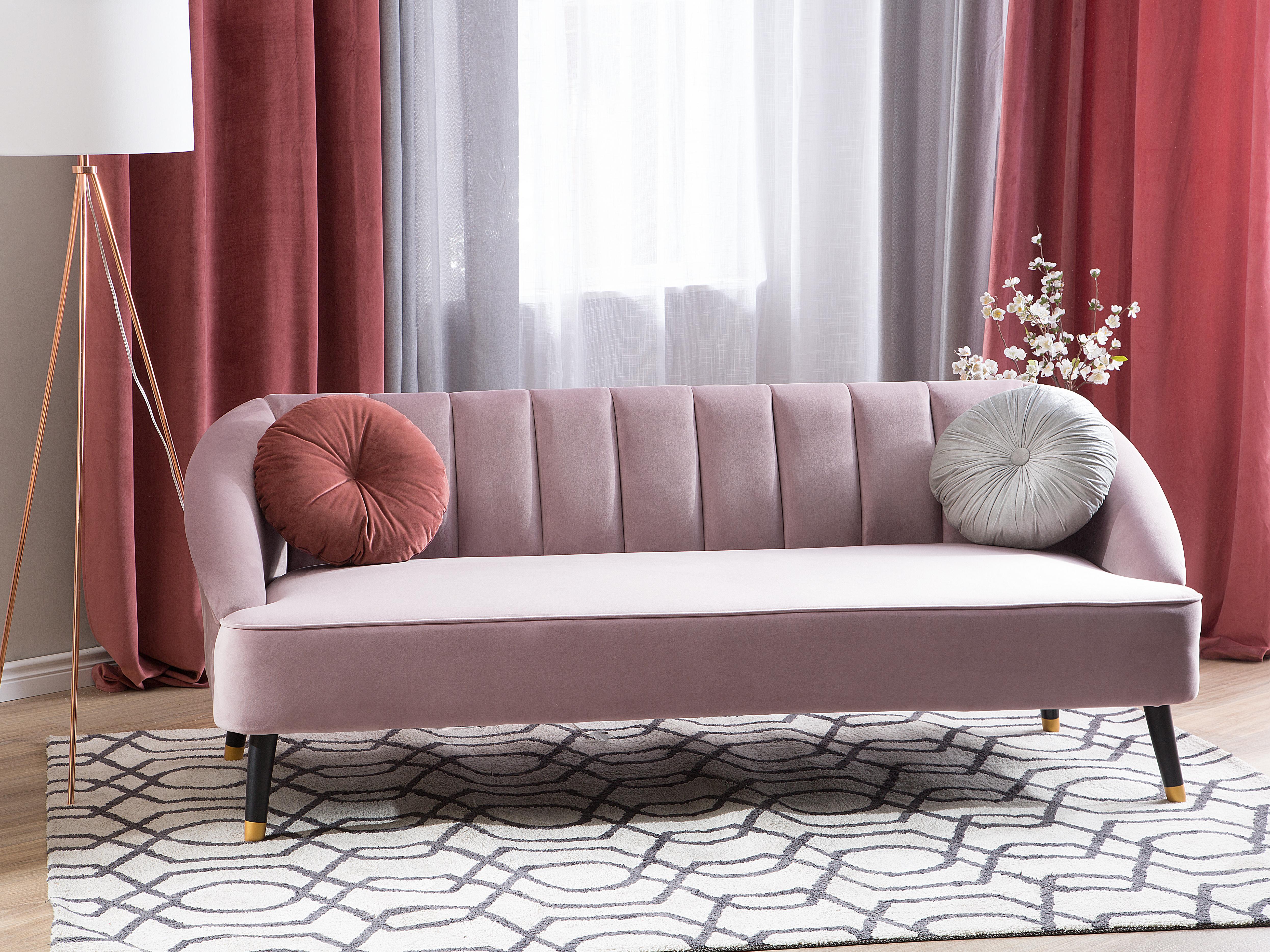 Bank 3-zits ALSVAG Fluweel Roze
