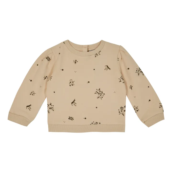 Emile et Ida Sweat Coton Bio Fleuri | Ecru