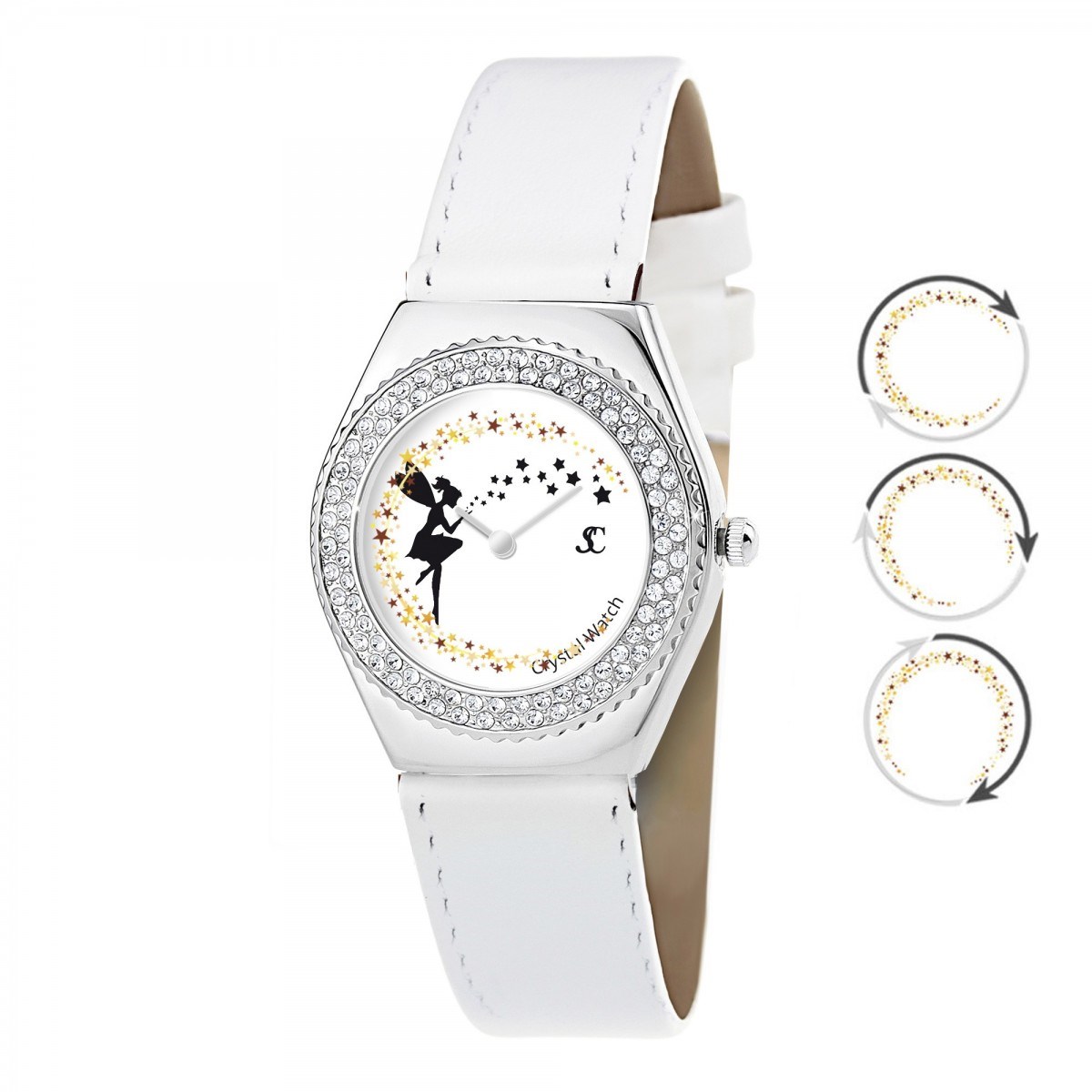 Montre Alysson fée à mouvement tournant SC Crystal ornée de Cristaux scintillants