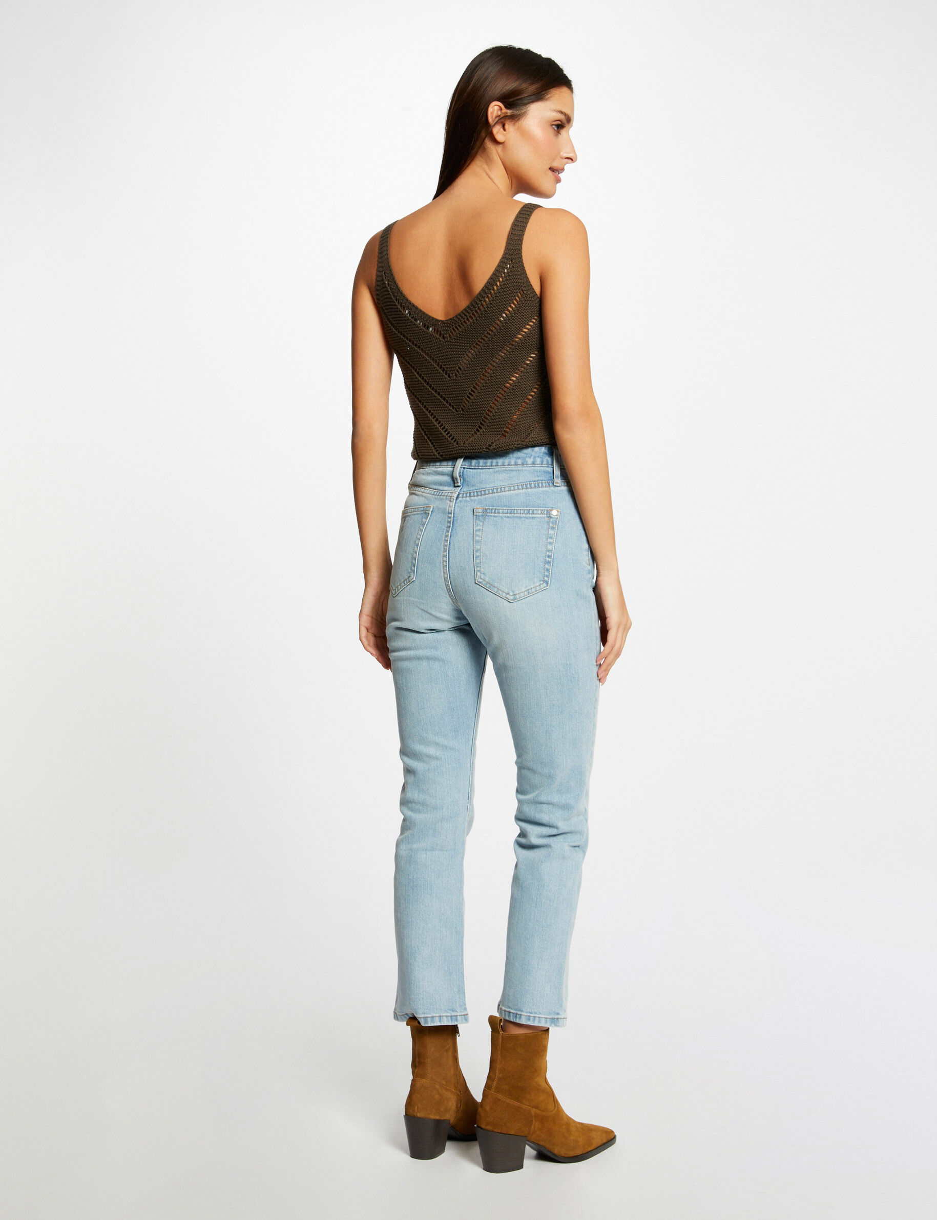 Pull débardeur à ornements métalliques vert kaki femme - vert_kaki