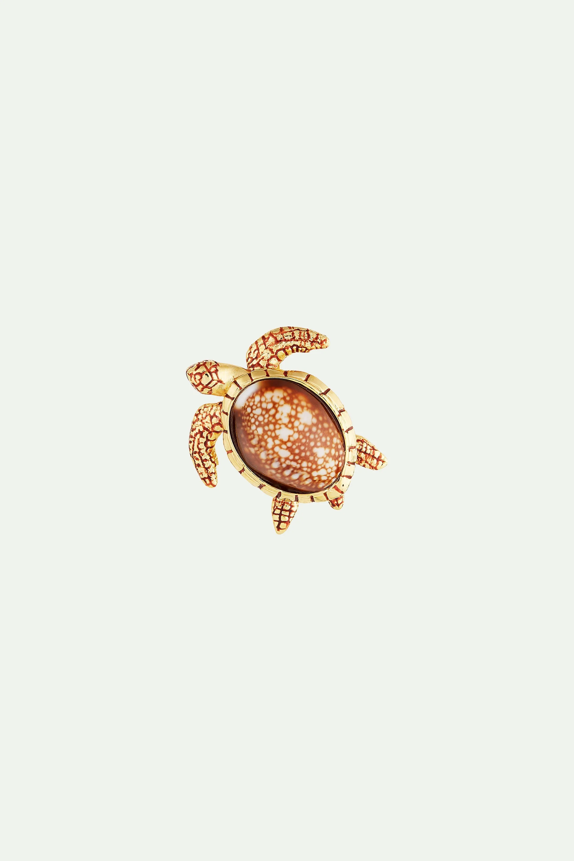 Broche tortue carapace mouchetée | Marron