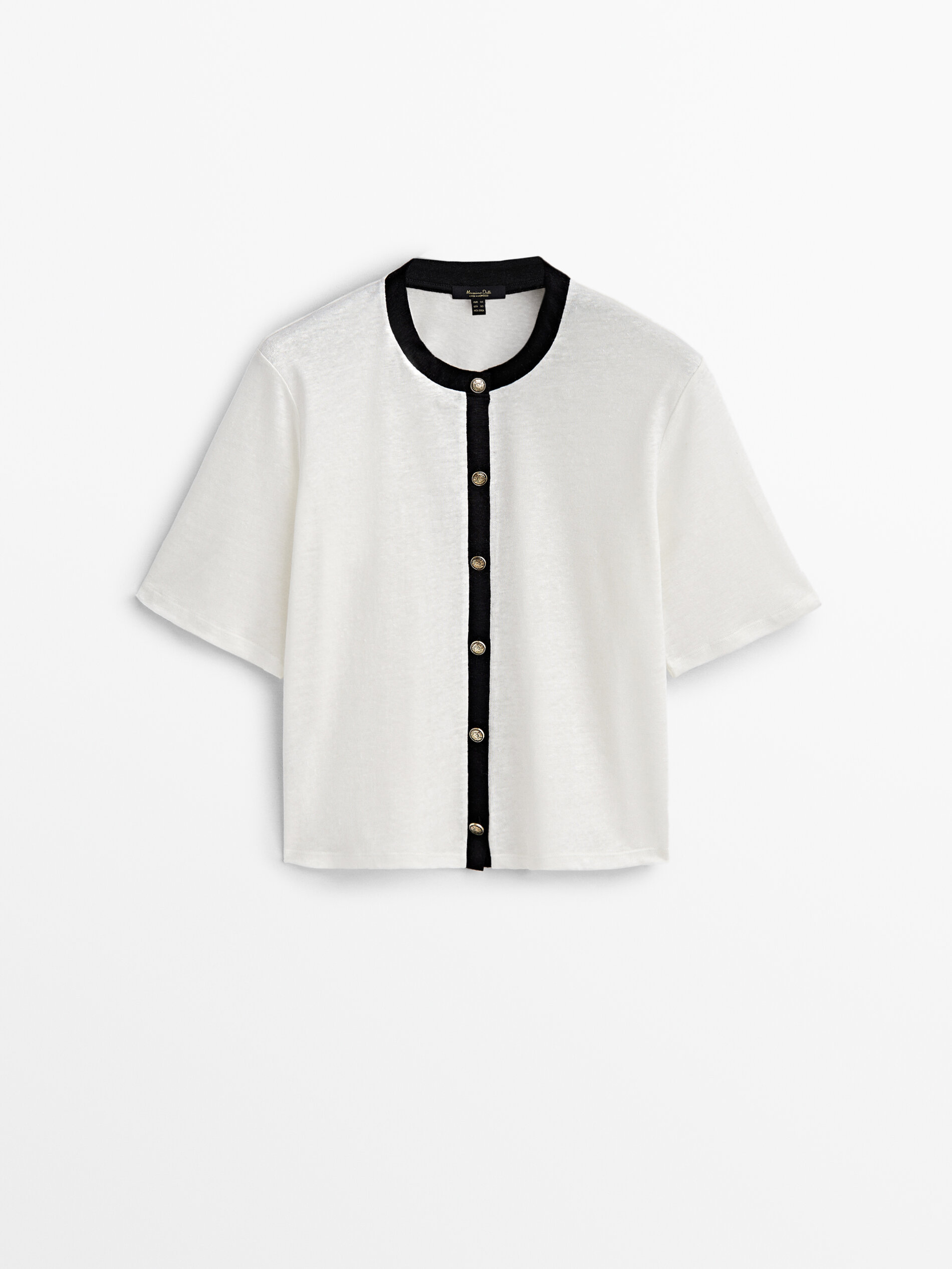 Camiseta de linho com botões contrastantes - RAW