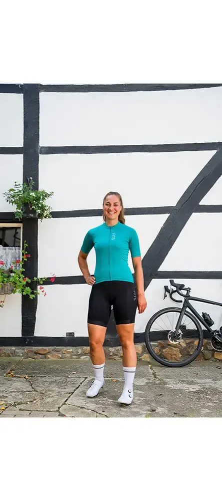 FYTS SNLST Fietsshirt Korte Mouwen Groen/Blauw Dames
