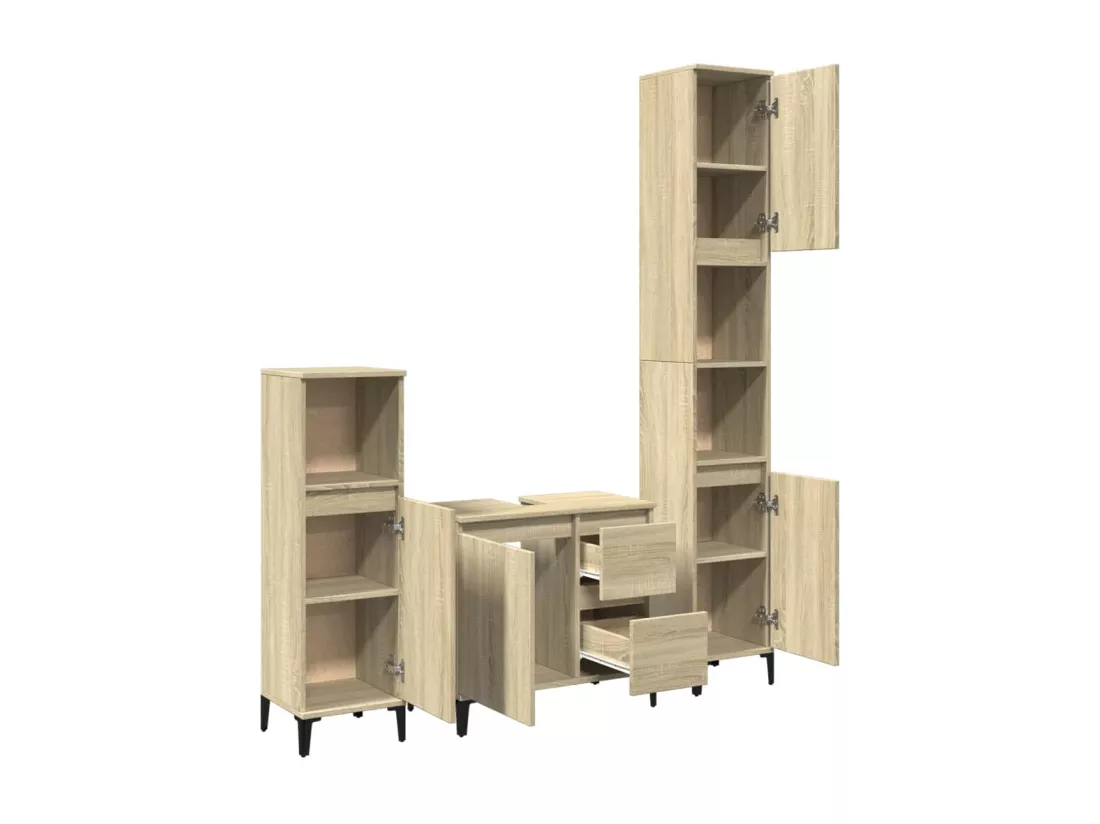 Ensemble de meubles de salle de bain 3 pcs chêne sonoma