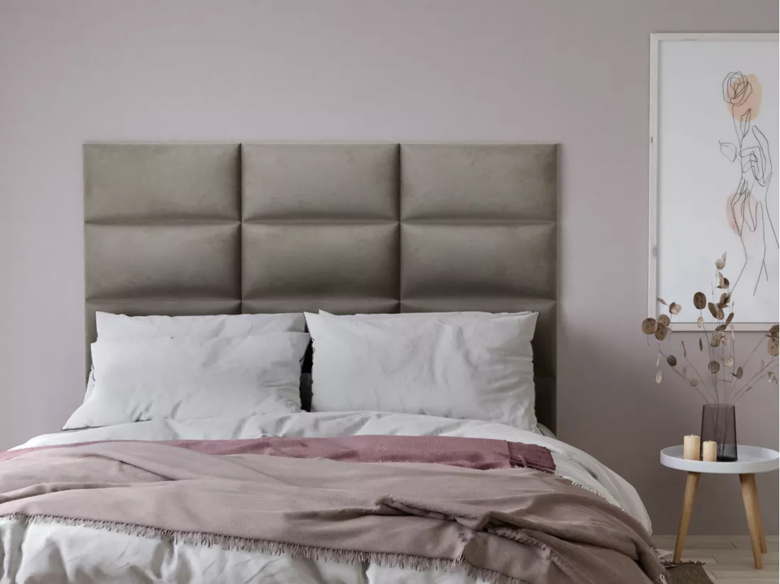 Panneaux muraux tête de lit - 180 cm - Velours - Taupe - BONTE de Pascal Morabito