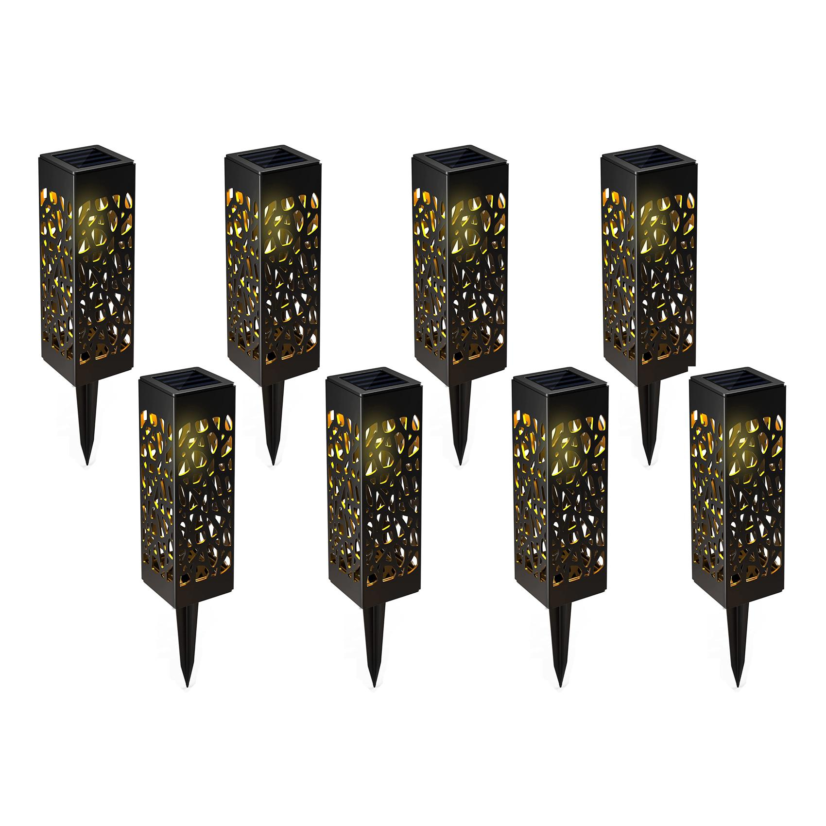 (8er Set) 18x6cm LED Solar Lampe Outdoor Gartenleuchte Laterne mit Erdspiess (IP65) - Warmweiss
