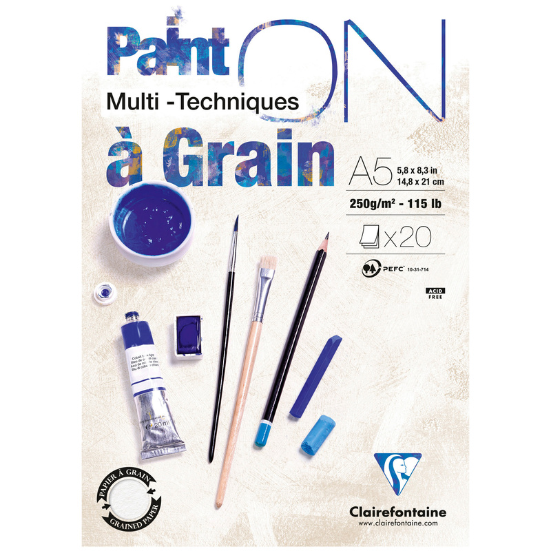 Clairefontaine Paint'ON Zeichenblock, gekörnt, weiss, A5, blanco