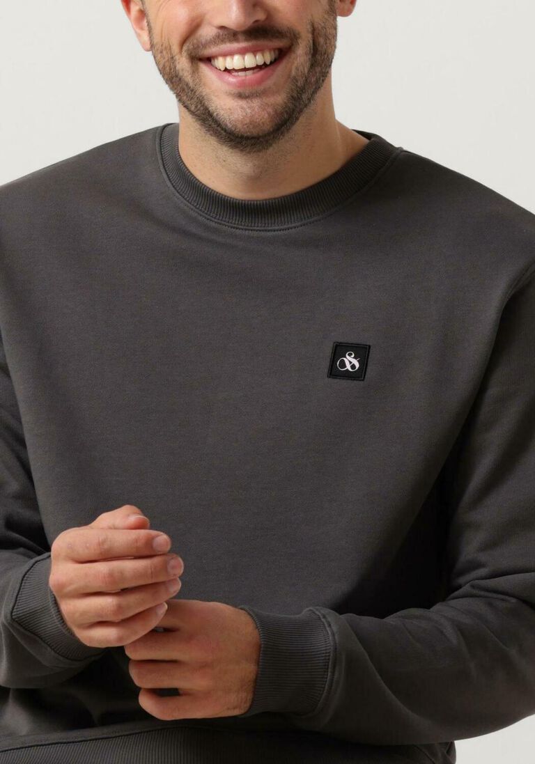 SCOTCH & SODA antraciet scotch & soda trui essential logo badge sweatshirt