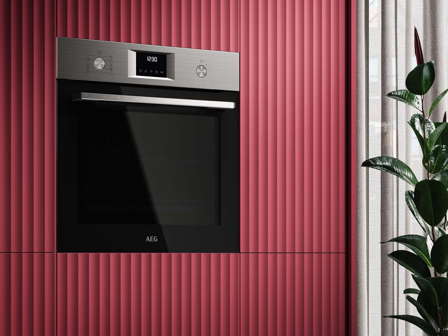 AEG Einbaubackofen, Serie 5 Ringheißluft: Gleichmäßige Garergebnisse auf 3 Ebenen, Pyrolyse Selbstreinigung, 45 Automatikprogramme, LED-Touchdisplay, Schnellaufheizung, Edelstahl, OU5PB40ZSM