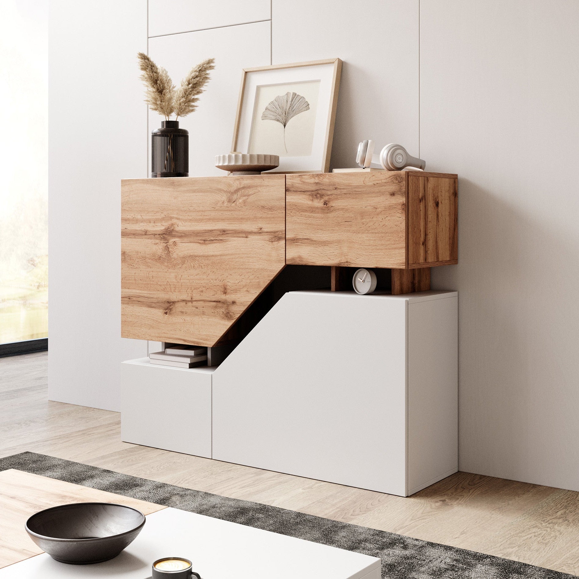 Canberra - Dressoir - Eiken/wit - 120x35x100 cm