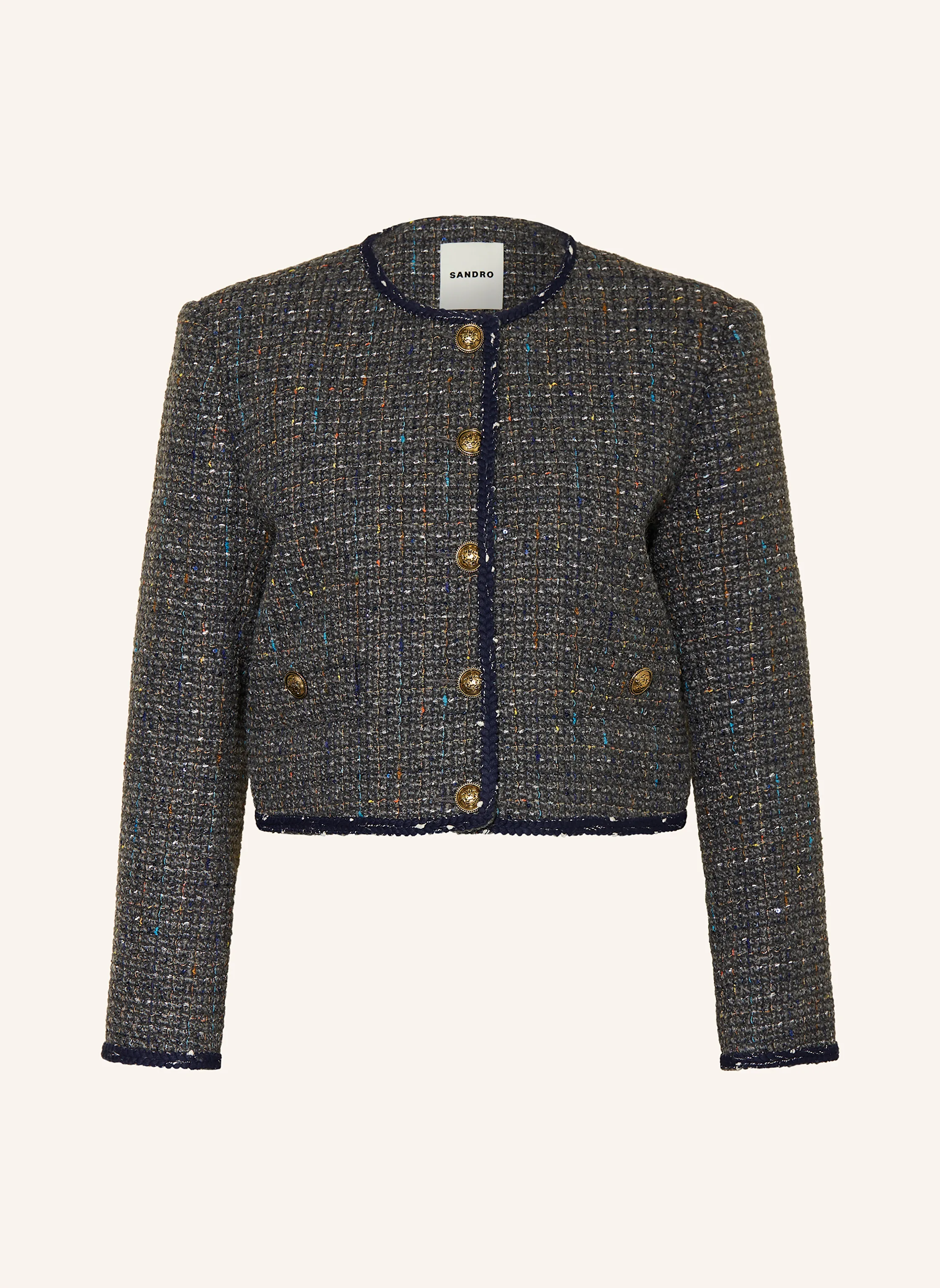 SANDRO Kastenjacke aus Bouclé mit Pailletten