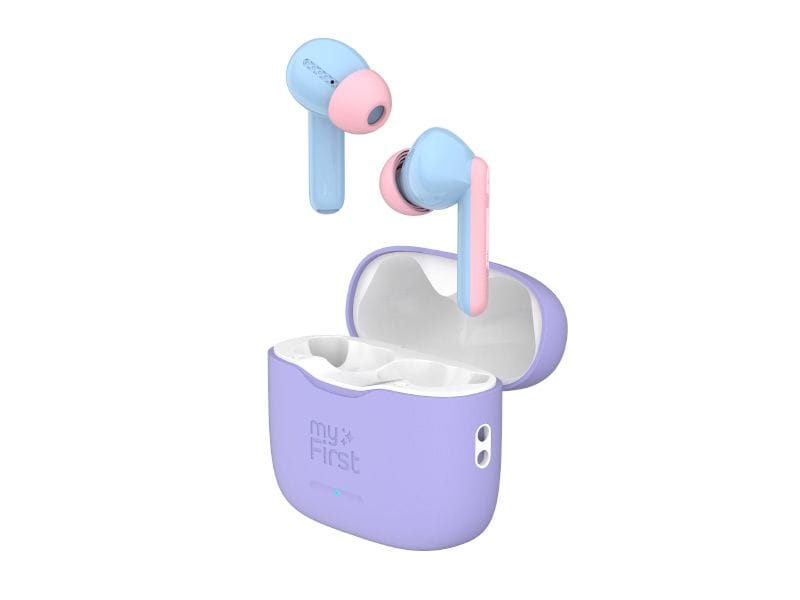 myFirst Kinderkopfhörer CareBuds Hellblau/Rosa/Violett Kindersichere Ohrhörer
