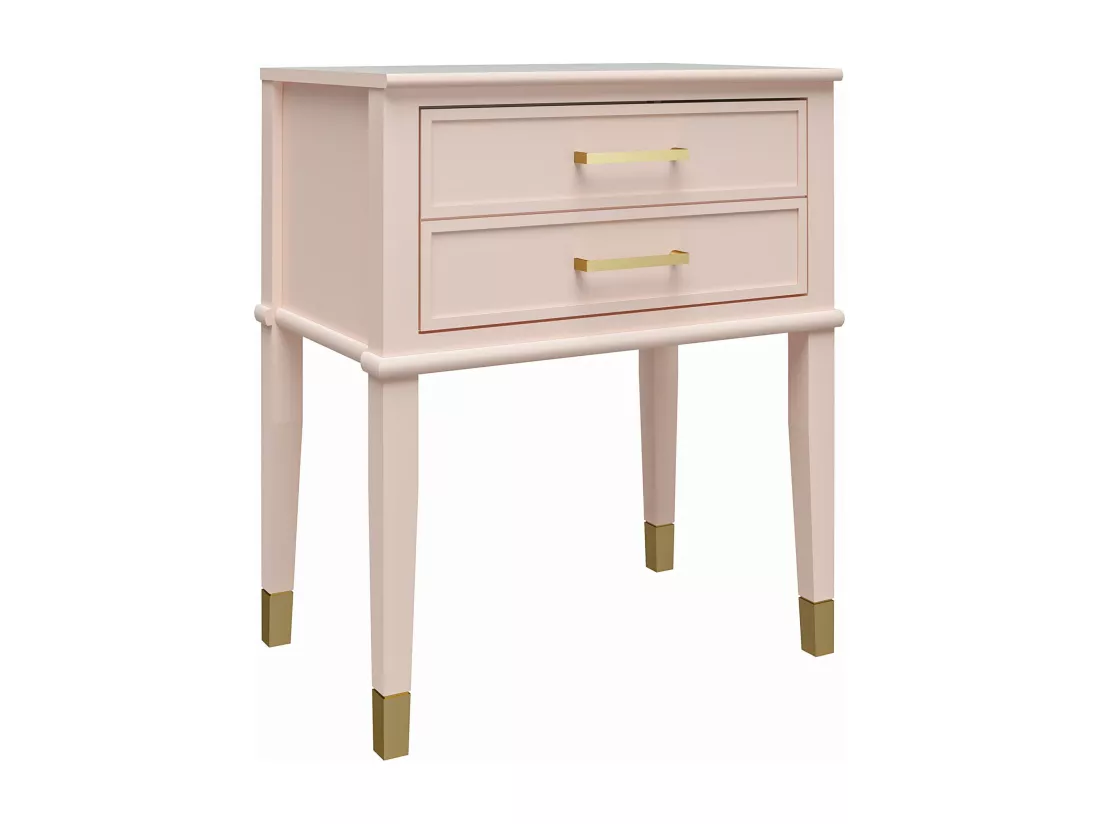 Westerleigh | Table d'appoint avec 2 tiroirs en MDF rose