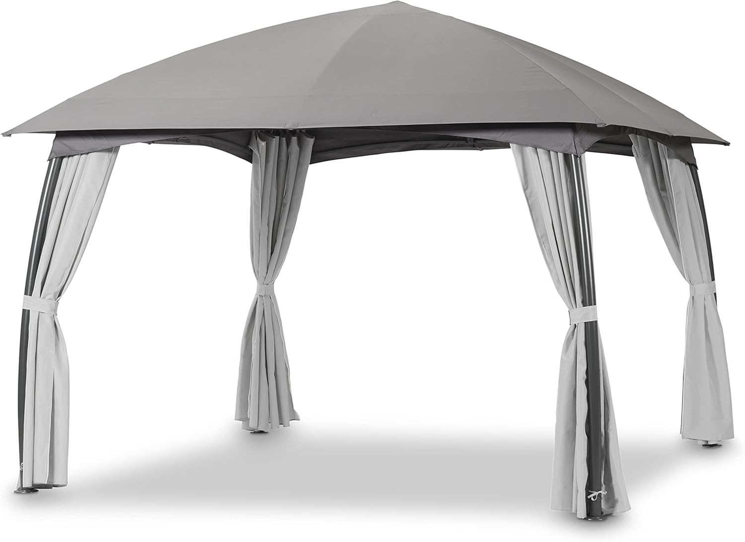 LECO Pavillon Milena – formschöner Gartenpavillon 3,3 x 3,3 m mit verschließbaren Seitenteilen – anthrazit/grau