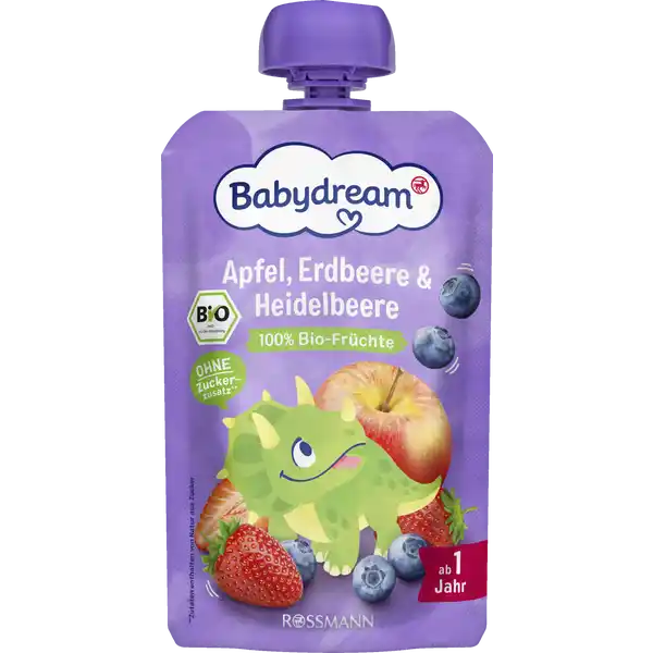 Bio Apfel, Erdbeere & Heidelbeere