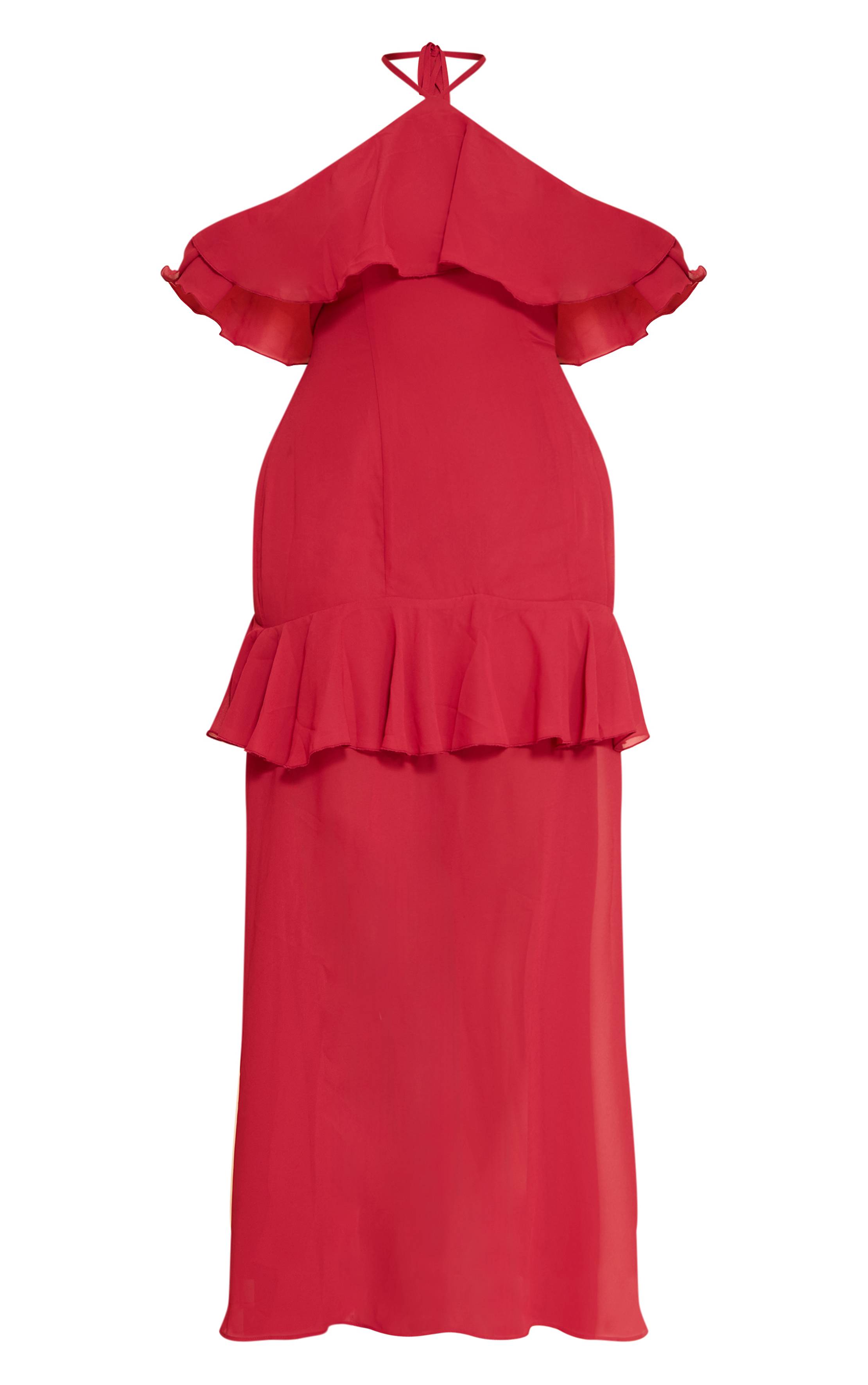 Rouge Robe Maxi En Mousseline À Nouer Shape