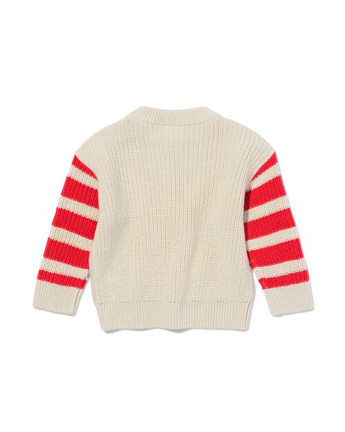 pull maillé avec manches à rayures écru