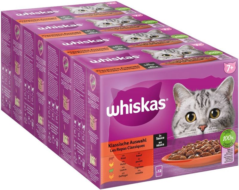 Whiskas - Senior 7+ - Dierensnacks - Diverse Varianten - 48 x 85 g
