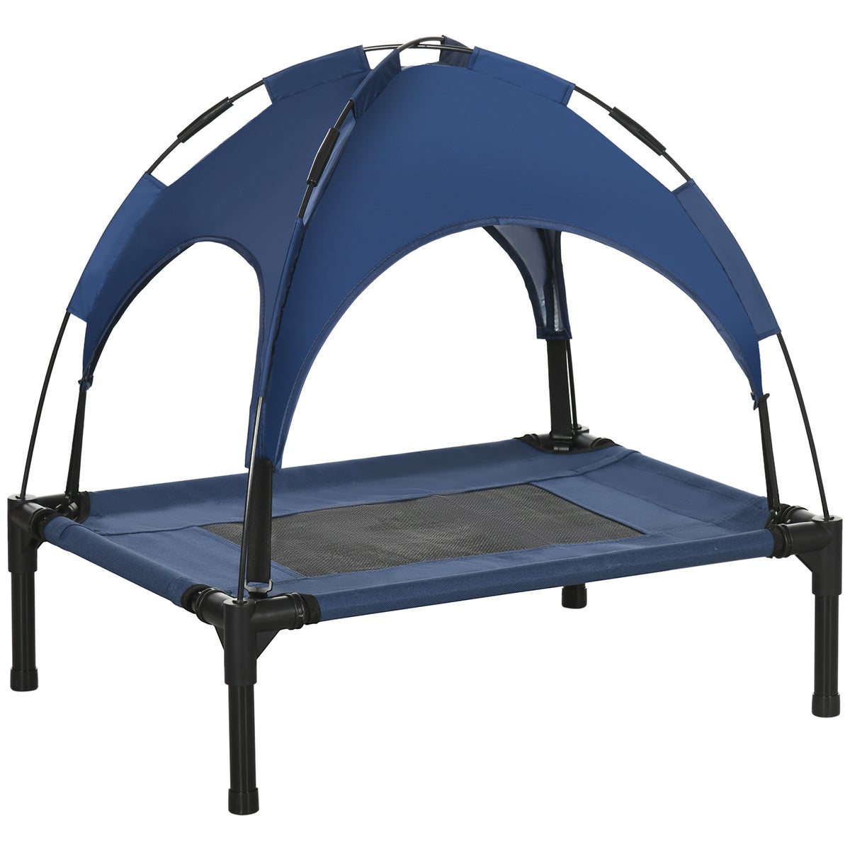 PawHut hondenbed, L61 x B46 x H62 cm, staal, Oxford doek, donkerblauw+zwart