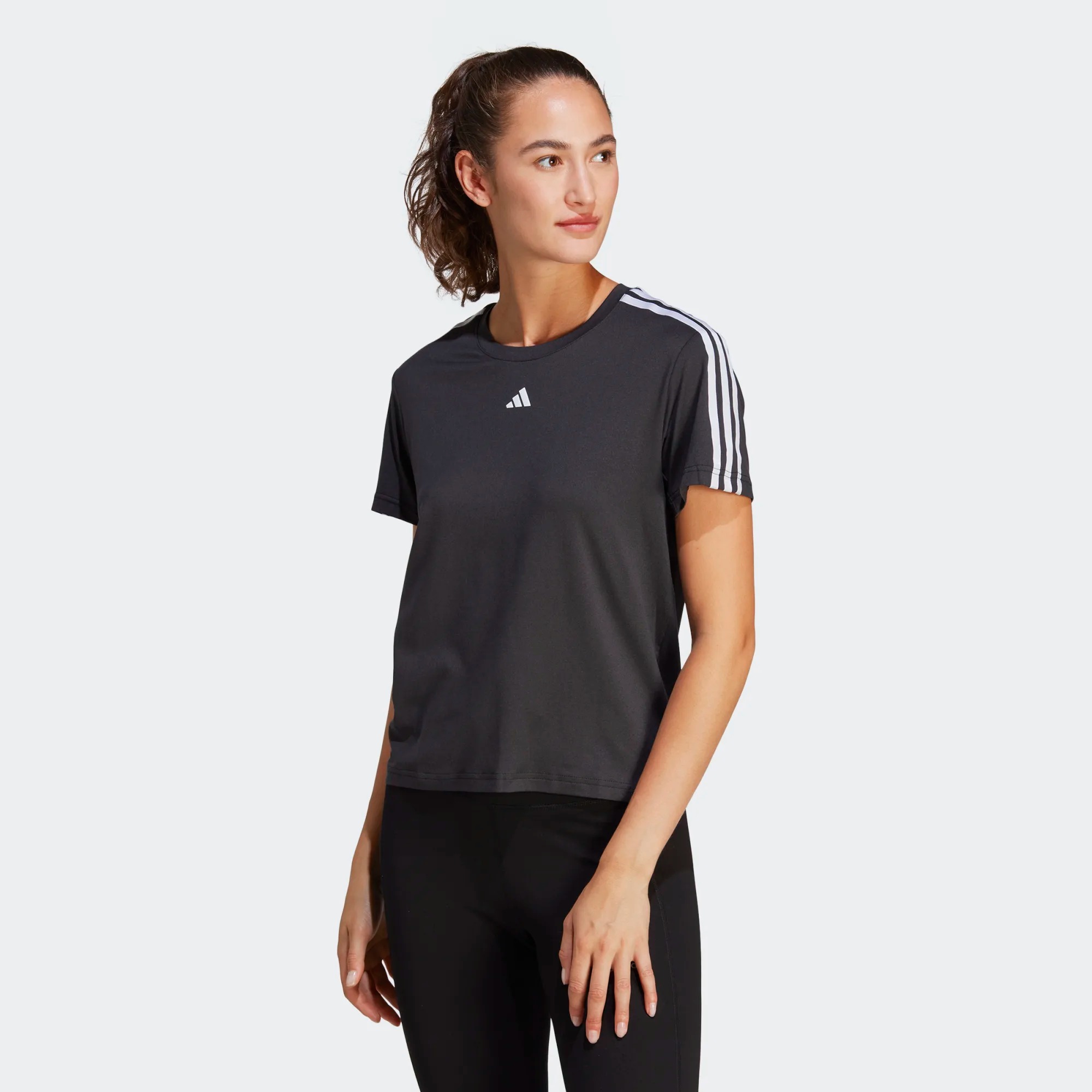 AEROREADY 3-Stripes T-Shirt Dame  Black/White