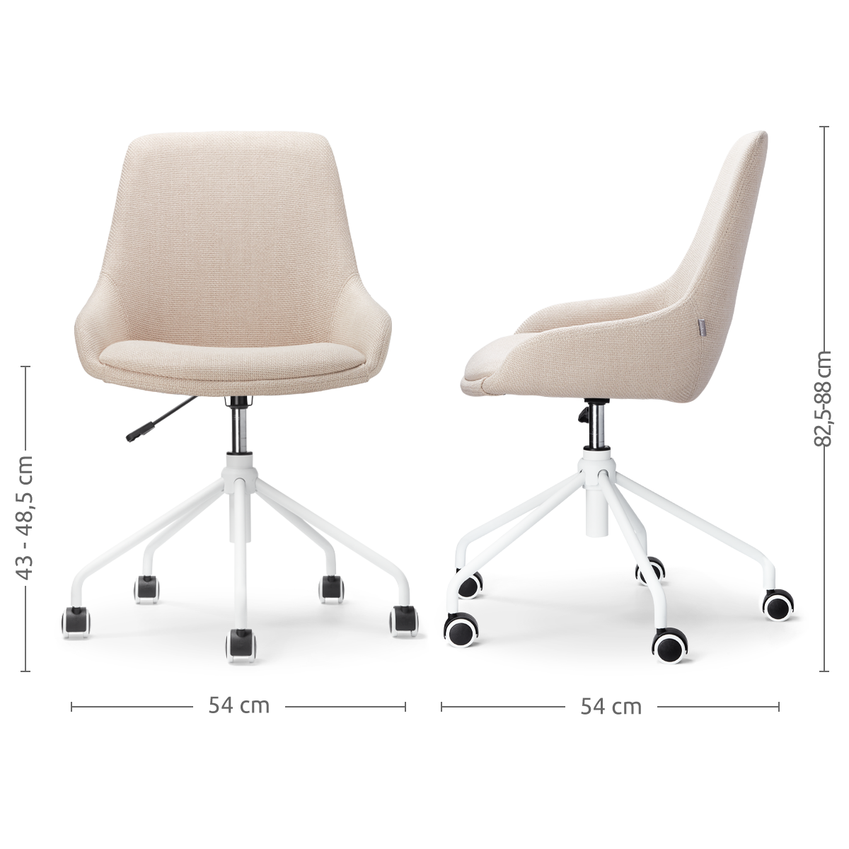 Bureaustoel Nout-Isa beige - wit onderstel