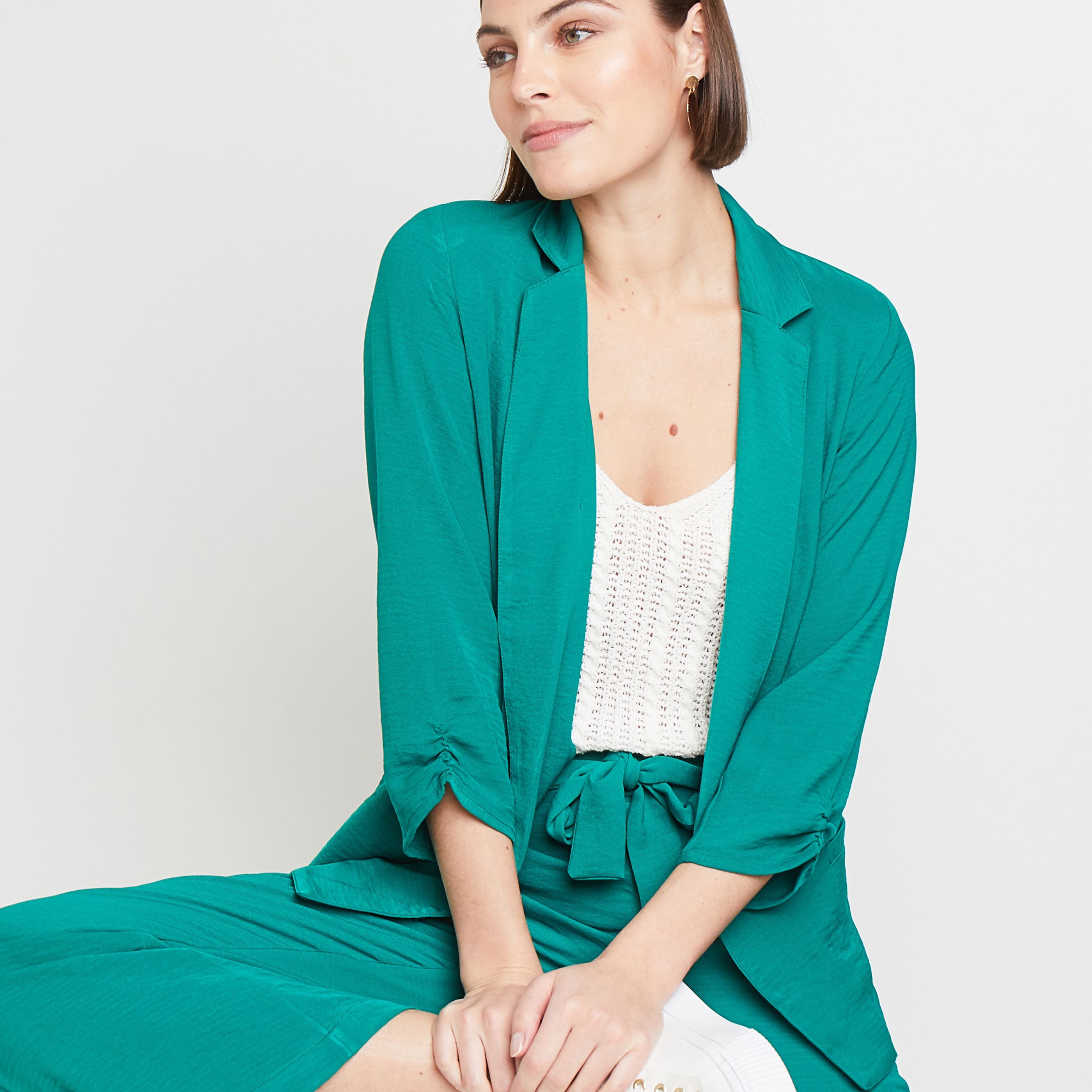 Veste tailleur fluide femme - VERT