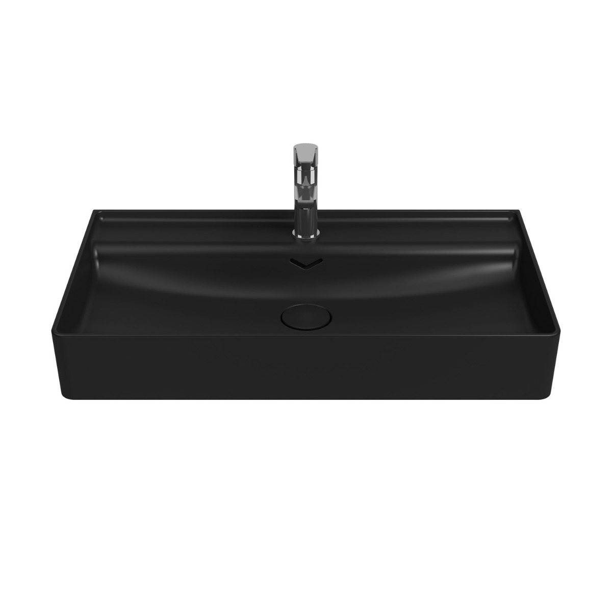 Isvea Vea opbouw wastafel met kraangat 80cm zwart mat