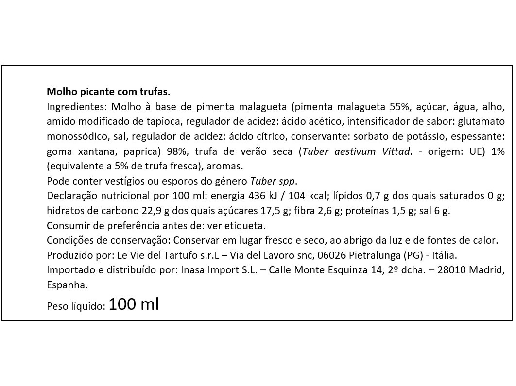 MOLHO PICANTE TARTUFI JIMMY COM TRUFA 100 ML
