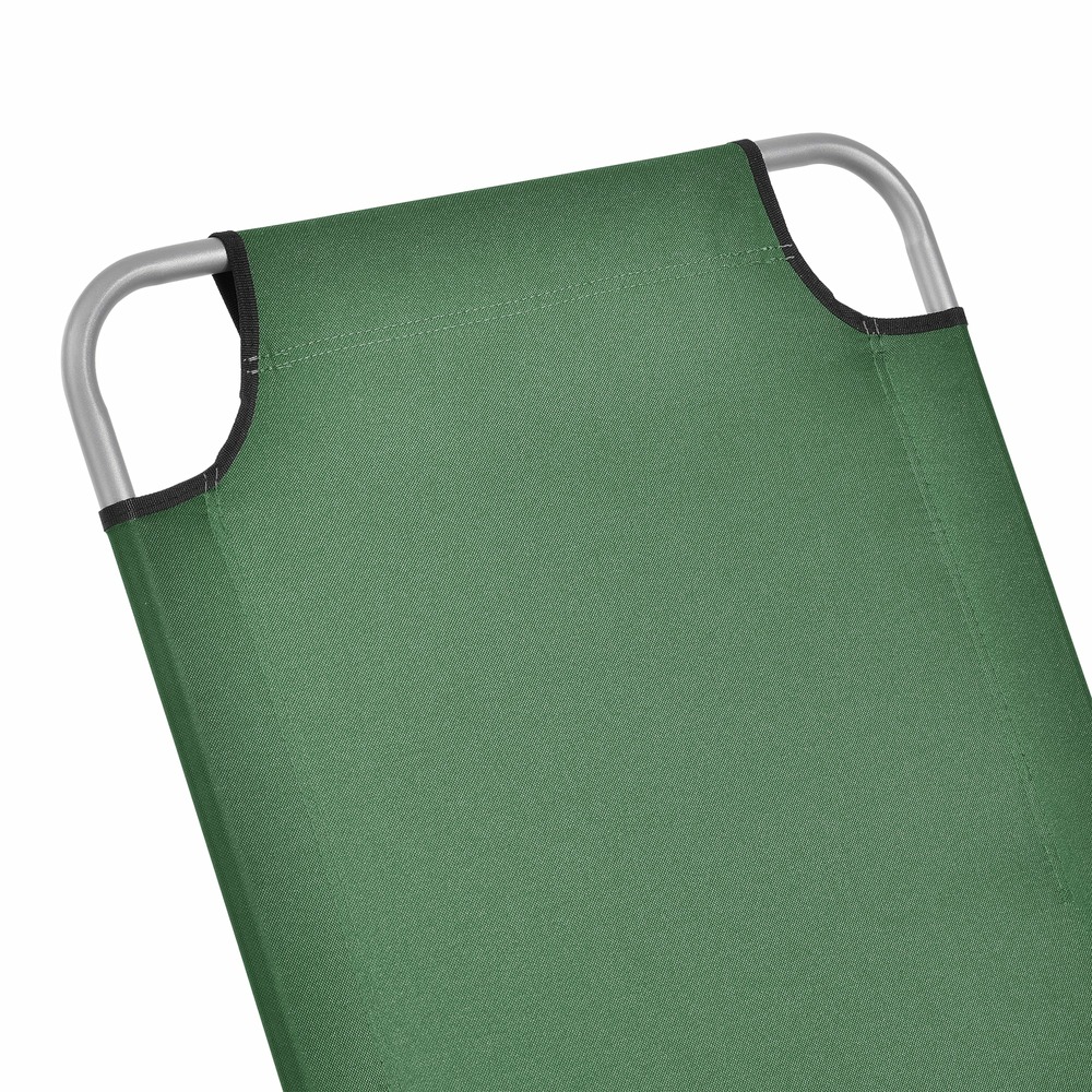 Lot de 2 transats inclinables acier polyester argenté mat vert foncé