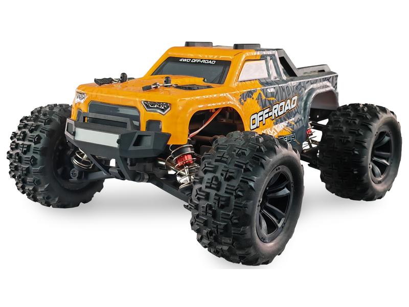 Amewi Monster Truck MEW4 Brushless 4WD RTR, 1:16 Off-Road Modell mit solidem Antriebsstrang aus Metall