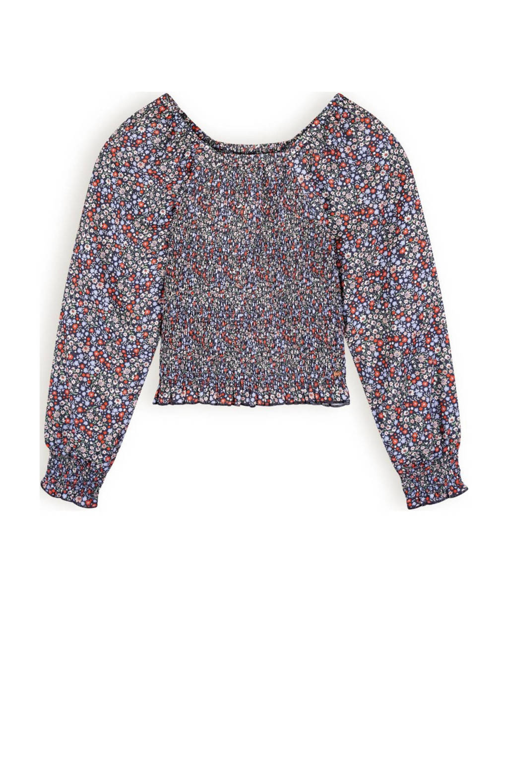 NoBell’ gebloemdetop Tessa donkerblauw/multicolor