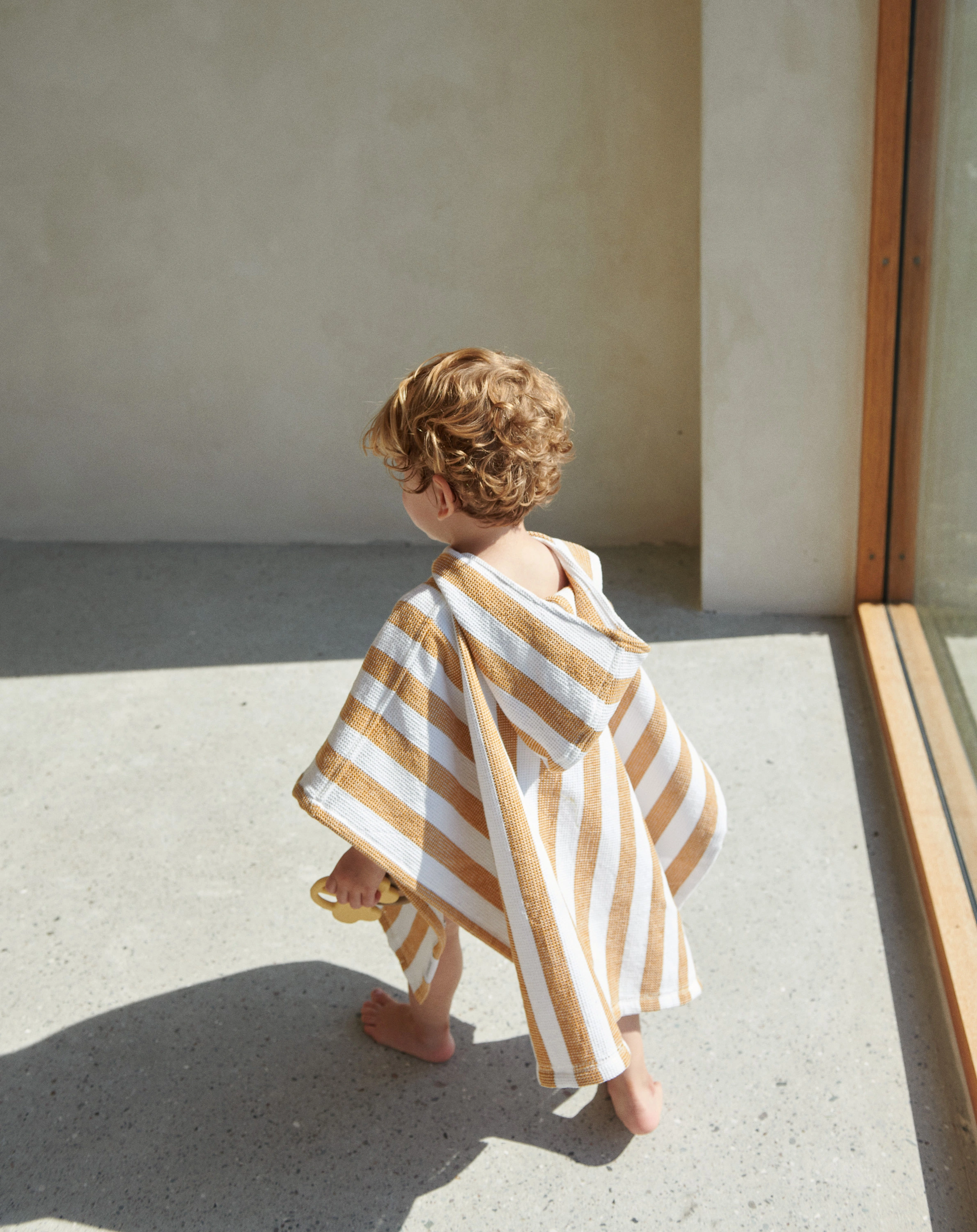 Bade-Poncho PACO gestreift in white/yellow