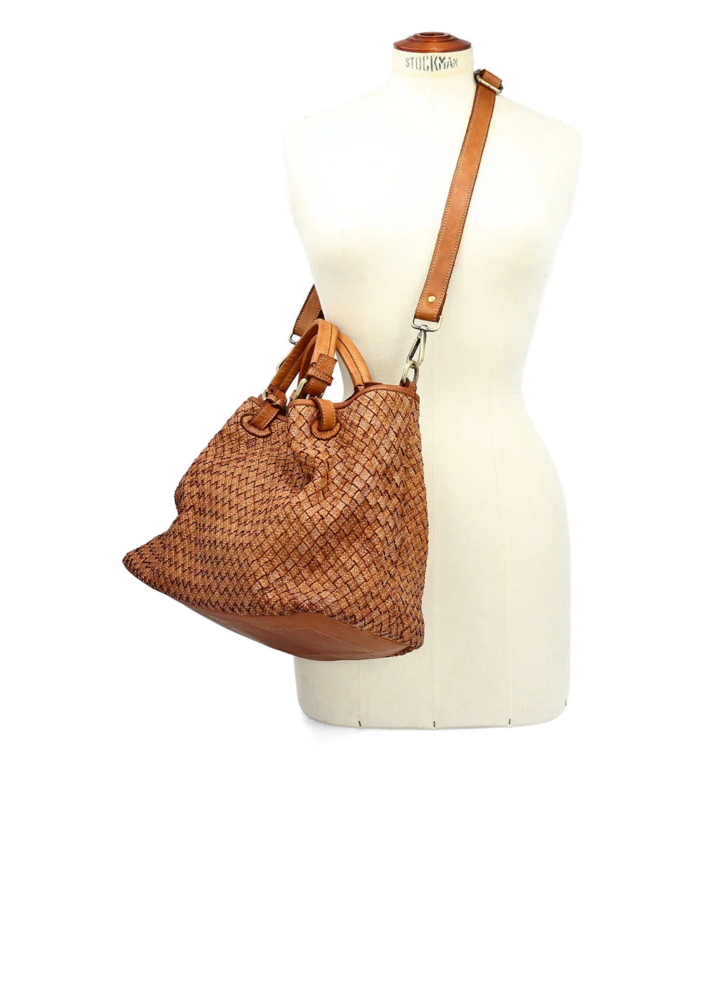 TRIBECA CUIR TRESSEE AGNESE COGNAC