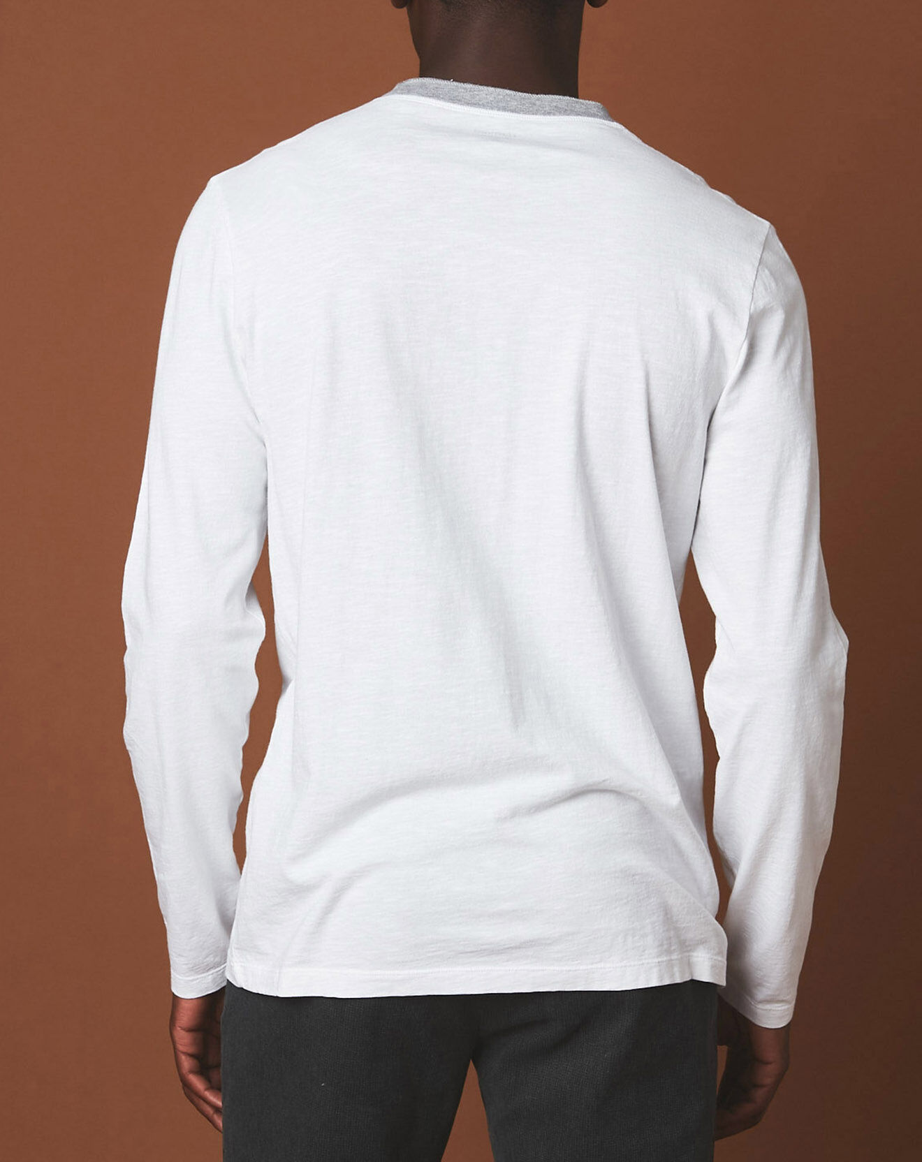 Hartford T-Shirt Henley blanc/gris