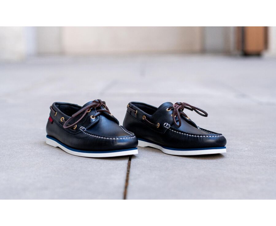 Chaussures bateau homme cuir Bleu Marine - TRAWLER