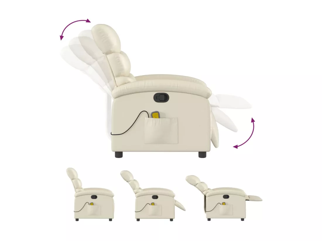 Fauteuil inclinable de massage Crème Similicuir