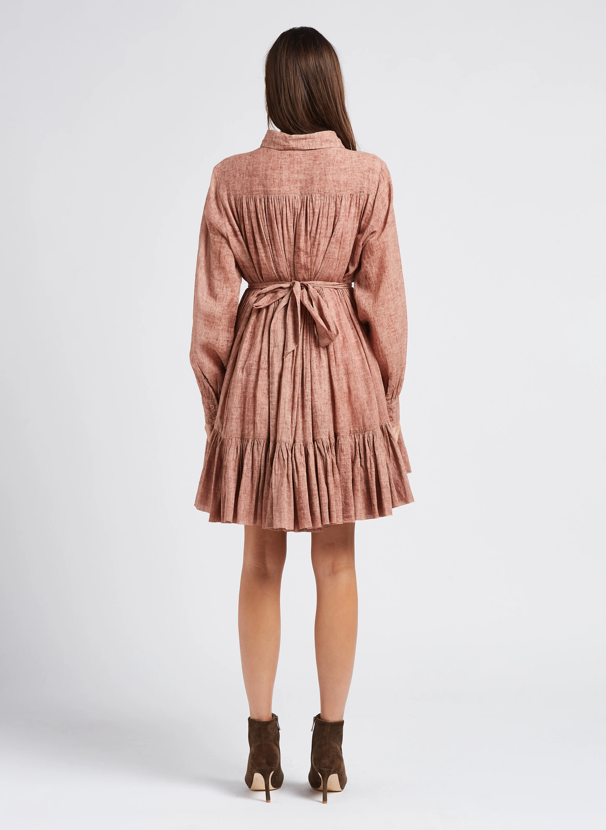 NIRVANA - Robe courte col chemise en coton | Rose