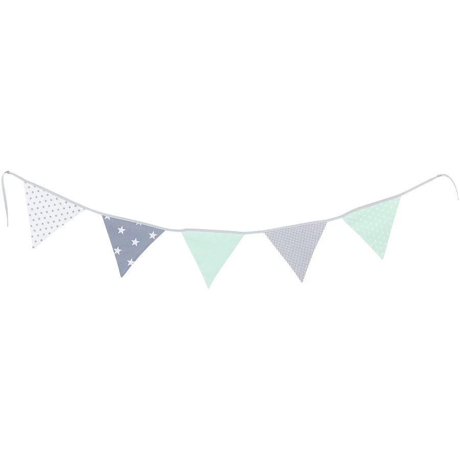 Ullenboom Wimpelkette & Stoffgirlande 190 cm (5 Wimpel) Mint Grau
