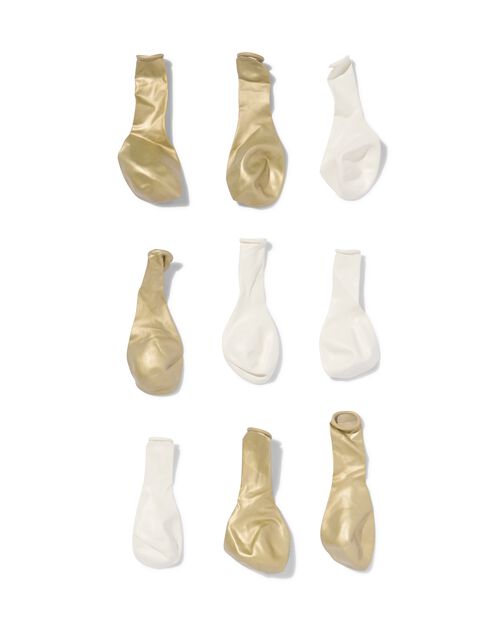 ballons Ø23cm blanc-or - 20 pièces