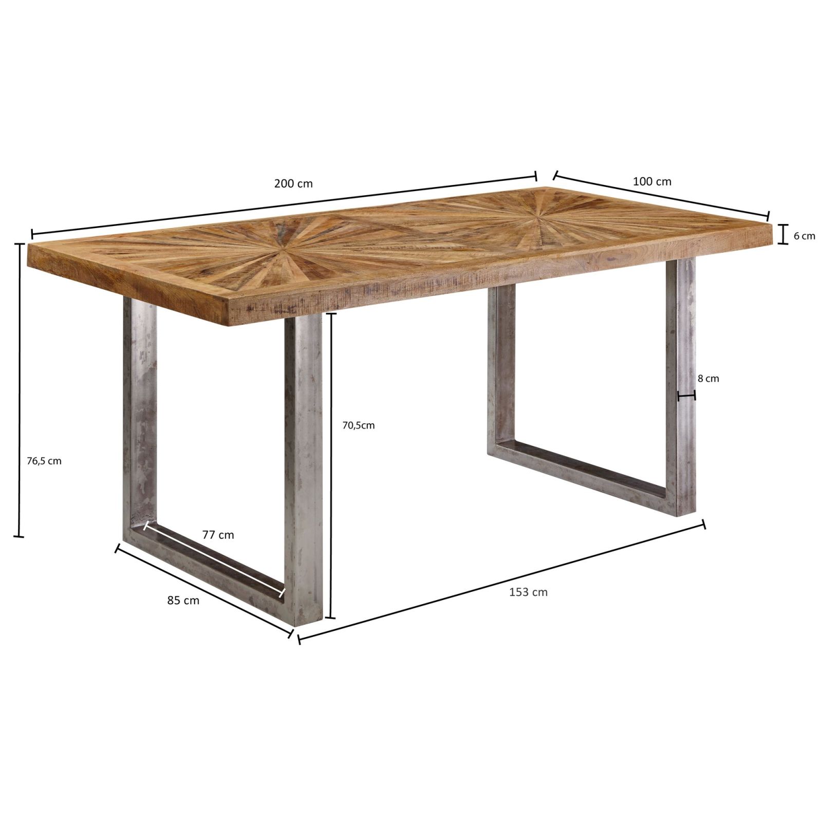 Esstisch - Mango massiv - 200x100 cm
