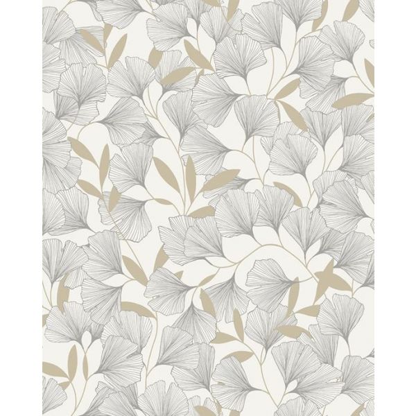 Vertical Art Papel de Parede Attitude A64401 Branco/cinza/beige 53x1005cm Floral - A64401