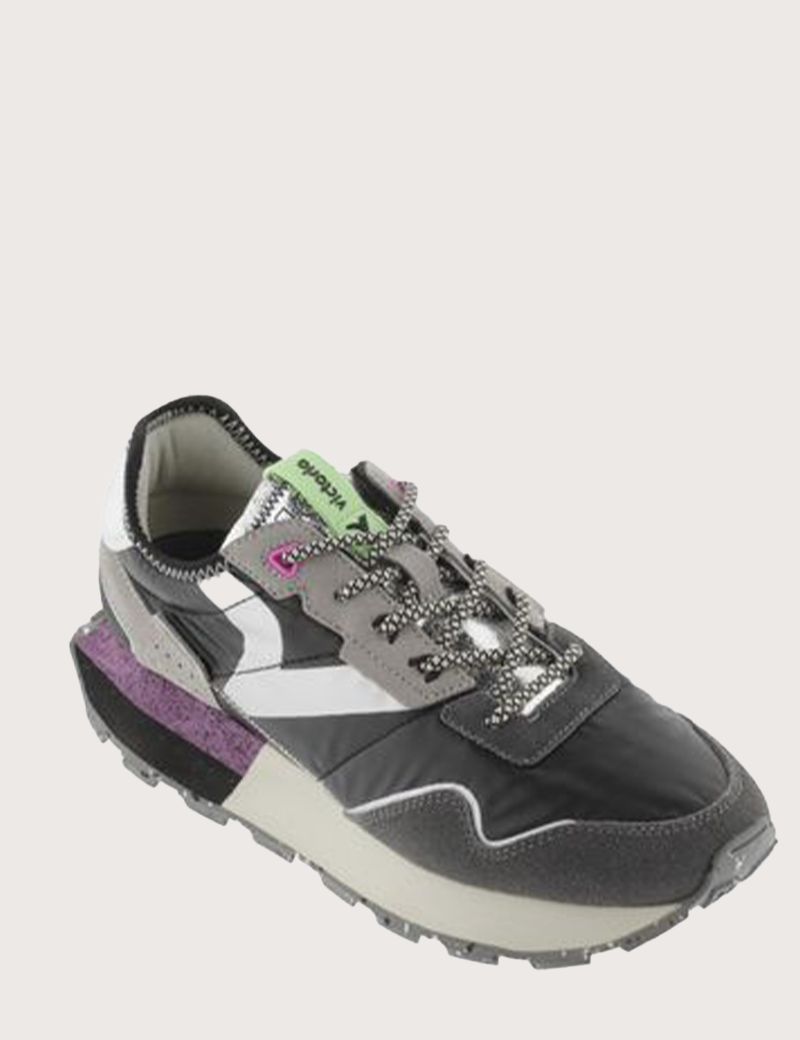 VICTORIA BASKETS FEMME WING EFFET METAL NOIR