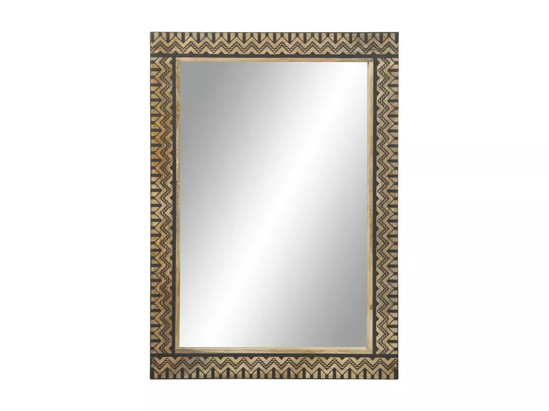 Miroir de bain 50x70 cm bois de manguier massif et verre