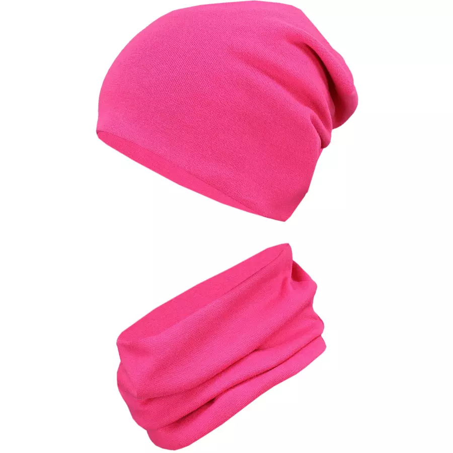 TupTam Unisex Kinder Beanie Mütze Schlauchschal Set dunkelrosa