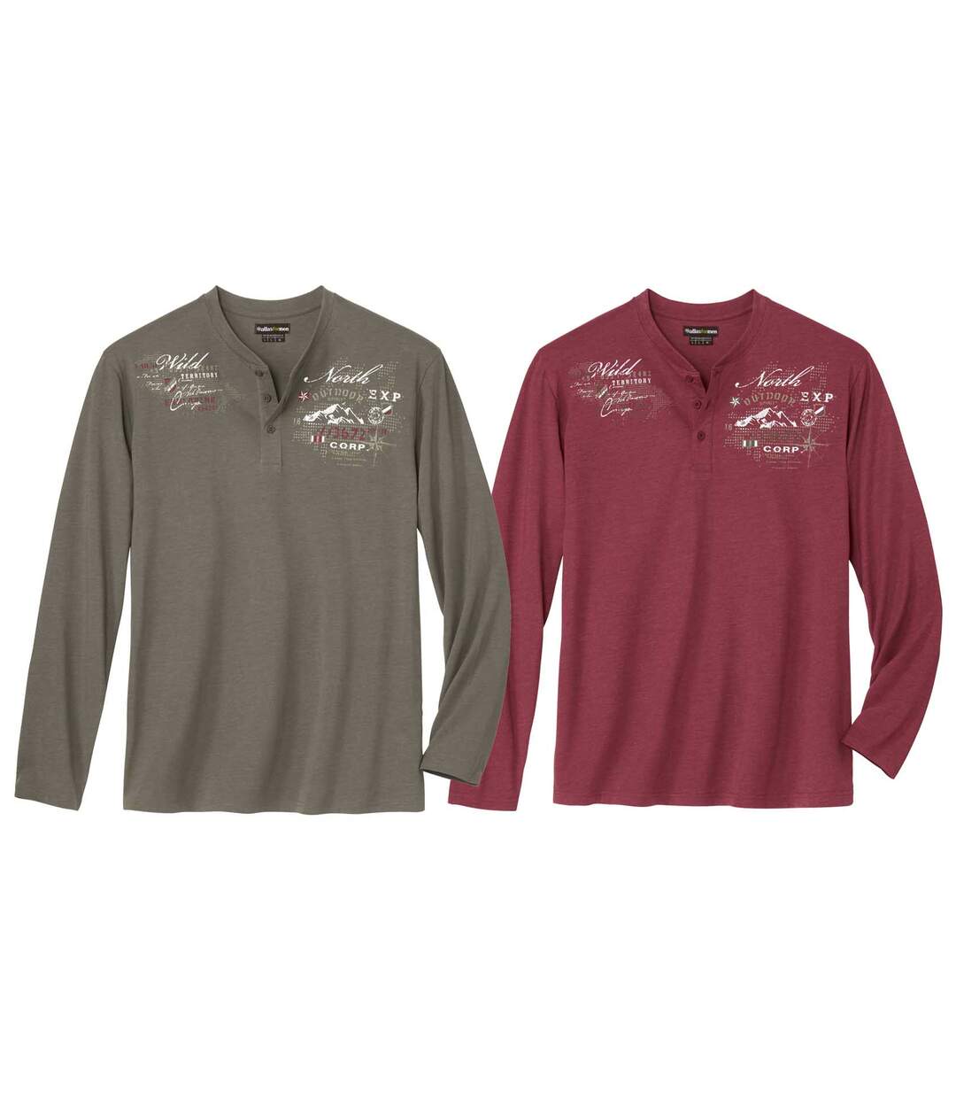 Lot de 2 Tee-Shirts Col Tunisien Manches Longues